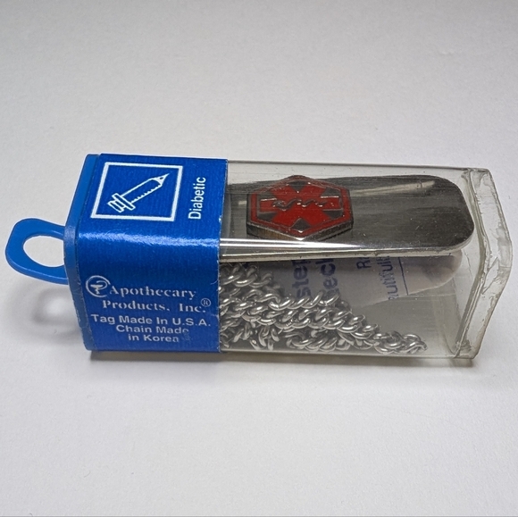 ACU-LIFE Medical ID Diabetic Necklace Chain Dogtag Alert Stainless Steel Silver - Picture 3 of 9